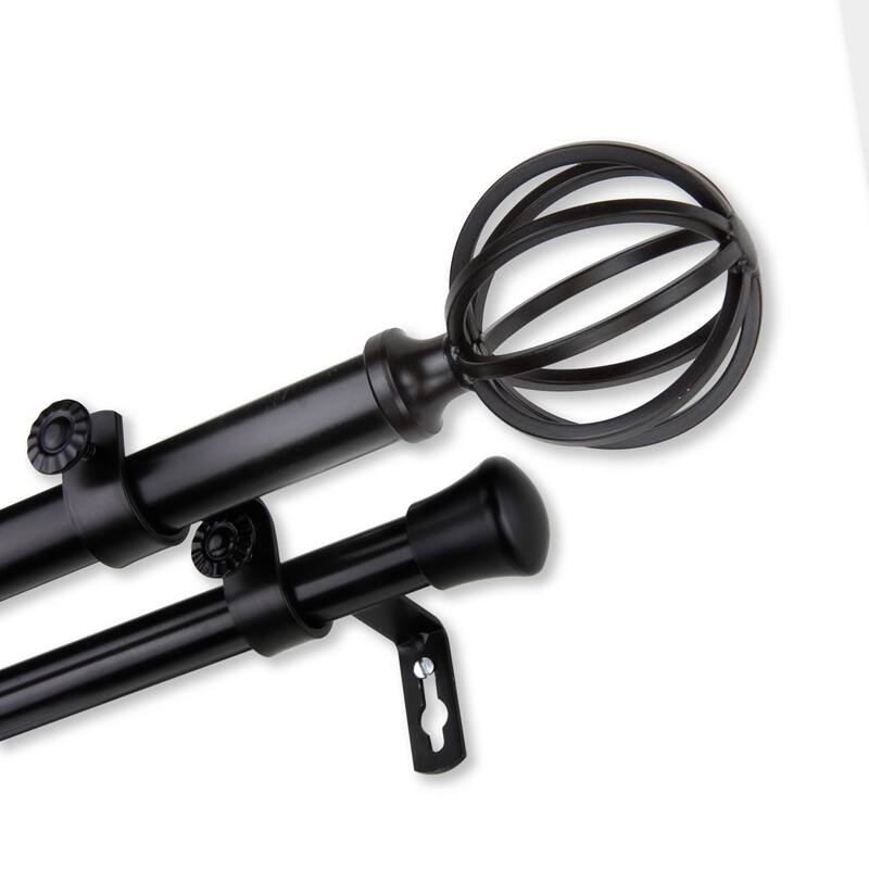 InStyleDesign Loop Adjustable Double Curtain Rod - 120 to 170 inch - Black