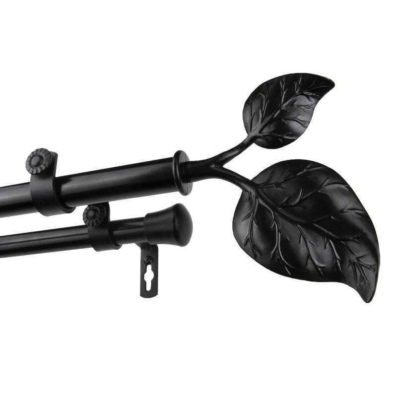 InStyleDesign Vine Adjustable Double Curtain Rod - 120 to 170 inch - Black