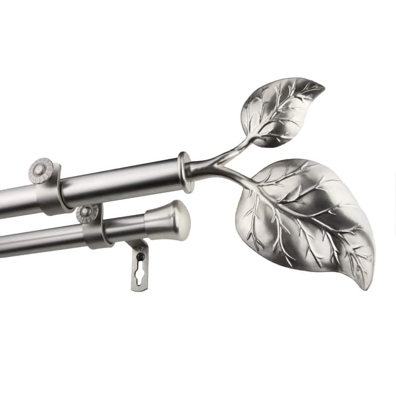 InStyleDesign Vine Adjustable Double Curtain Rod - 48 to 84 inch - satin nickel