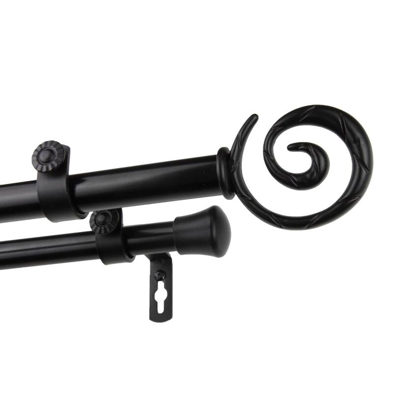 InStyleDesign Radial Adjustable Double Curtain Rod - 120 to 170 inch - Black Finish
