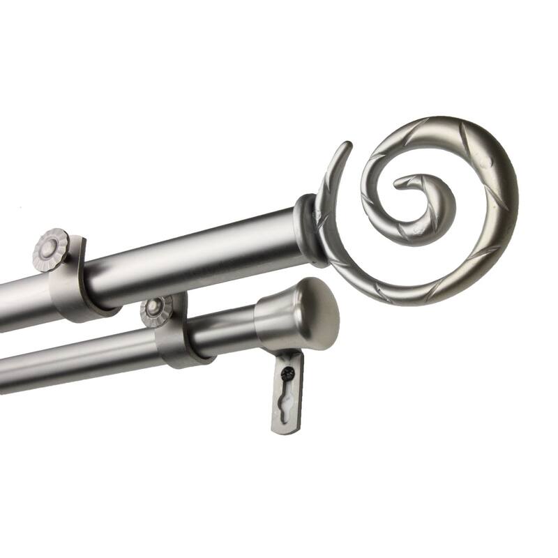 InStyleDesign Radial Adjustable Double Curtain Rod - 48 to 84 inch - Satin Nickel