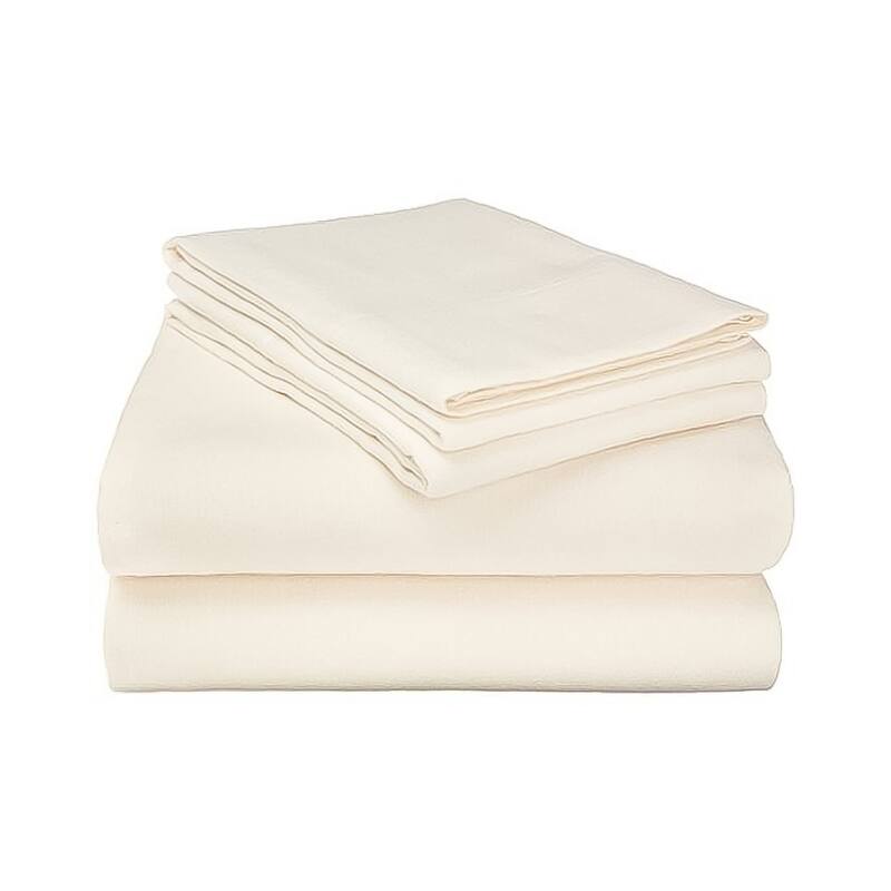 Kotter Home Deep Pocket Flannel Solid Color Sheet & Pillowcase Set - King - Ivory