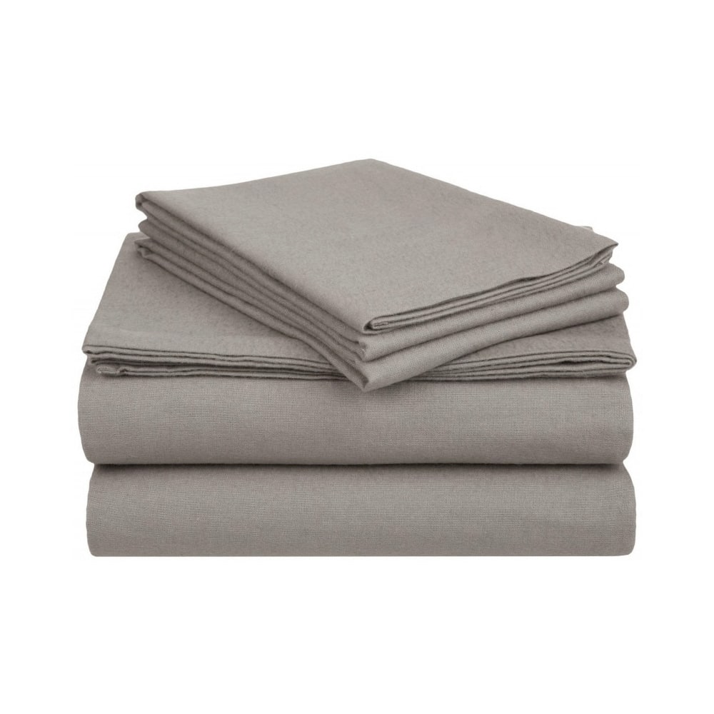 Kotter Home Deep Pocket Flannel Solid Color Sheet & Pillowcase Set