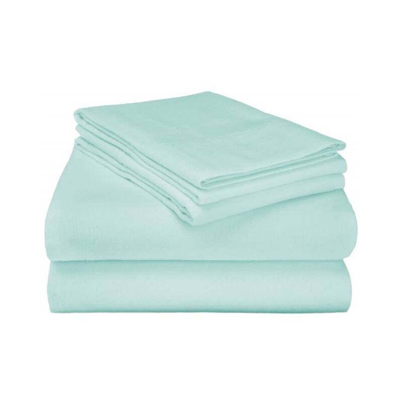 Kotter Home Deep Pocket Flannel Solid Color Sheet & Pillowcase Set - Twin - Light Blue