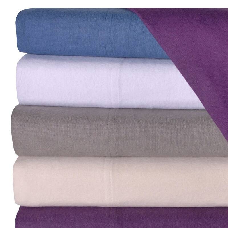Kotter Home Deep Pocket Flannel Solid Color Sheet & Pillowcase Set