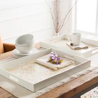 Avest White Glam Mother of Pearl Decorative 2-Piece Tray Set