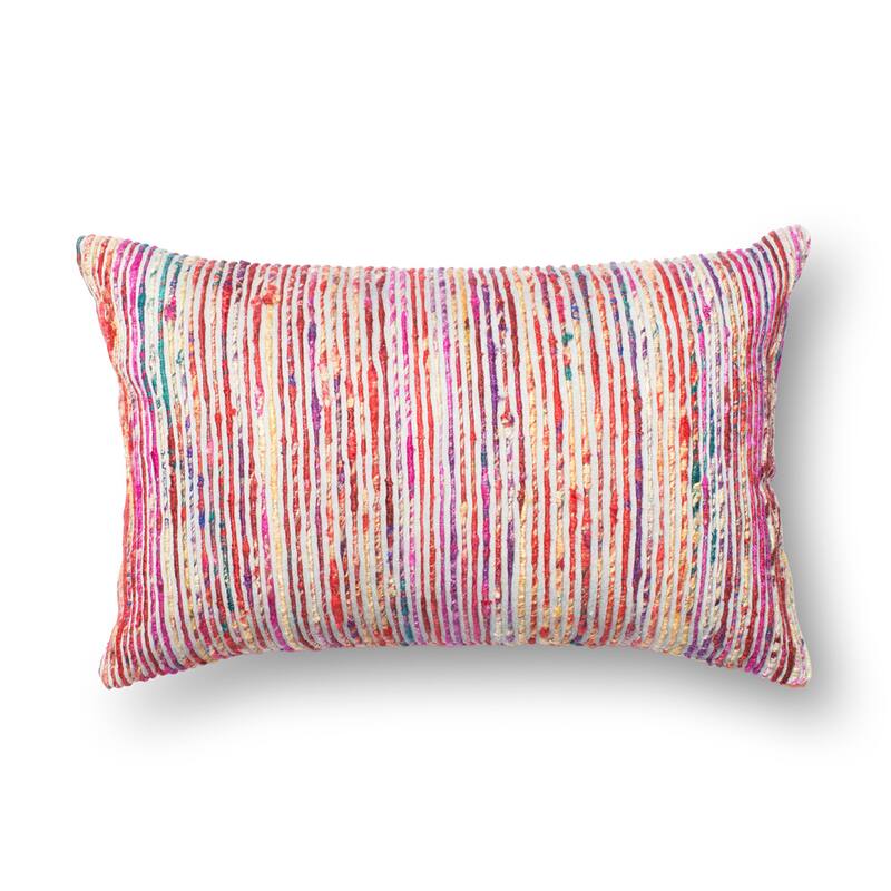 Textured Multi Stripe Throw Pillow or Pillow Cover - Poly Filled - Red
