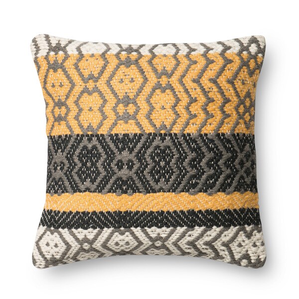 Shop Woven Gold/ Grey Geometric 18-inch Throw Pillow or Pillow Cover - Overstock - 18227170