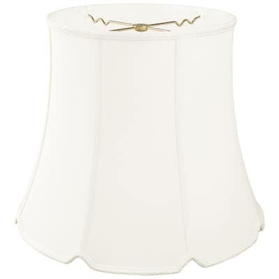 Royal Designs Tall Drum Bottom V-Notch Designer Lamp Shade, White, 11 x 16 x 13