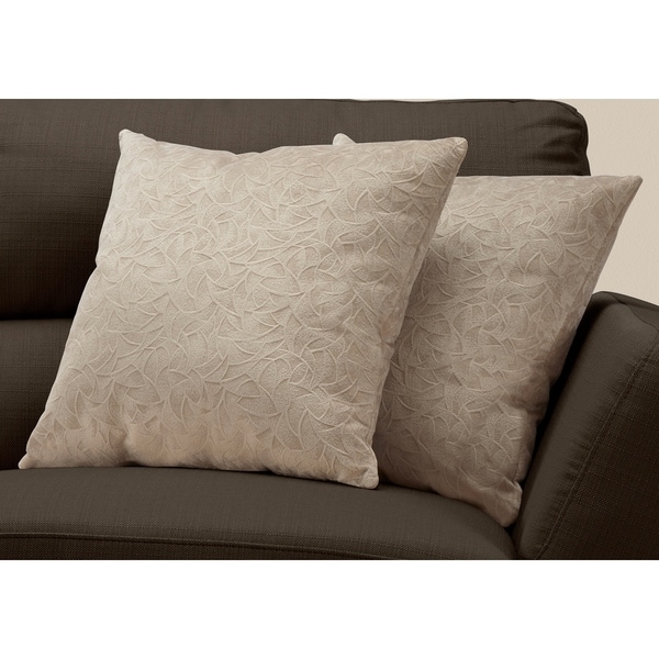 Pillow - 18"X 18" / Taupe Floral Velvet / 2Pcs