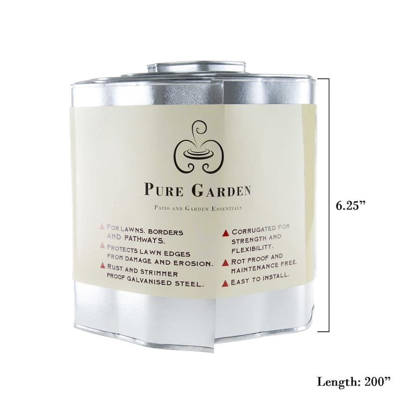 Galvanized Steel Lawn Edging Landscape 6.25 inches x 16 feet L by Pure Garden - 16 x .05 x 6.25