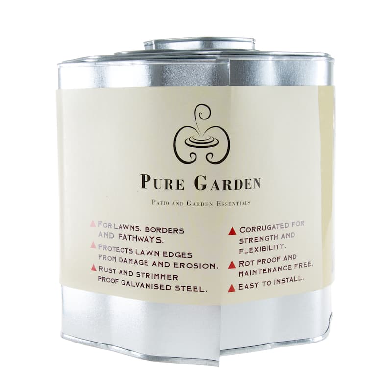 Galvanized Steel Lawn Edging Landscape 6.25 inches x 16 feet L by Pure Garden - 16 x .05 x 6.25