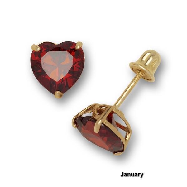 14k Yellow Gold Citrine Birthstone Heart Screw Back Stud Earrings 5mm 14k Yellow Gold Citrine Birthstone Heart Screw Back Stud Earrings 5mm