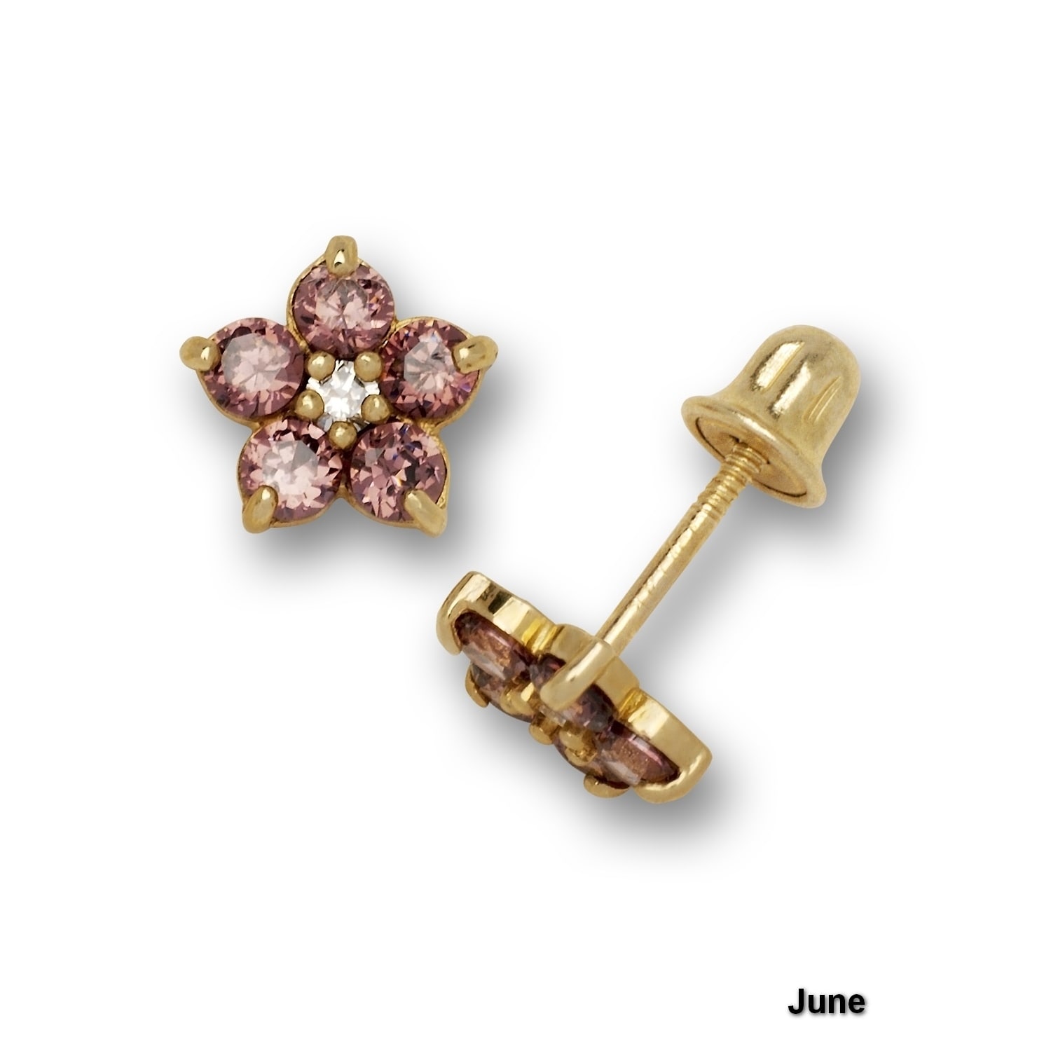 14k Yellow Gold June Lt Purple CZ Small Flower Screw Back Earrings Measures 4x4mm Jewelry Gifts for Women 14k Yellow Gold June Lt Purple CZ Small Flower Screw Back Earrings Measures 4x4mm Jewelry Gifts for Women