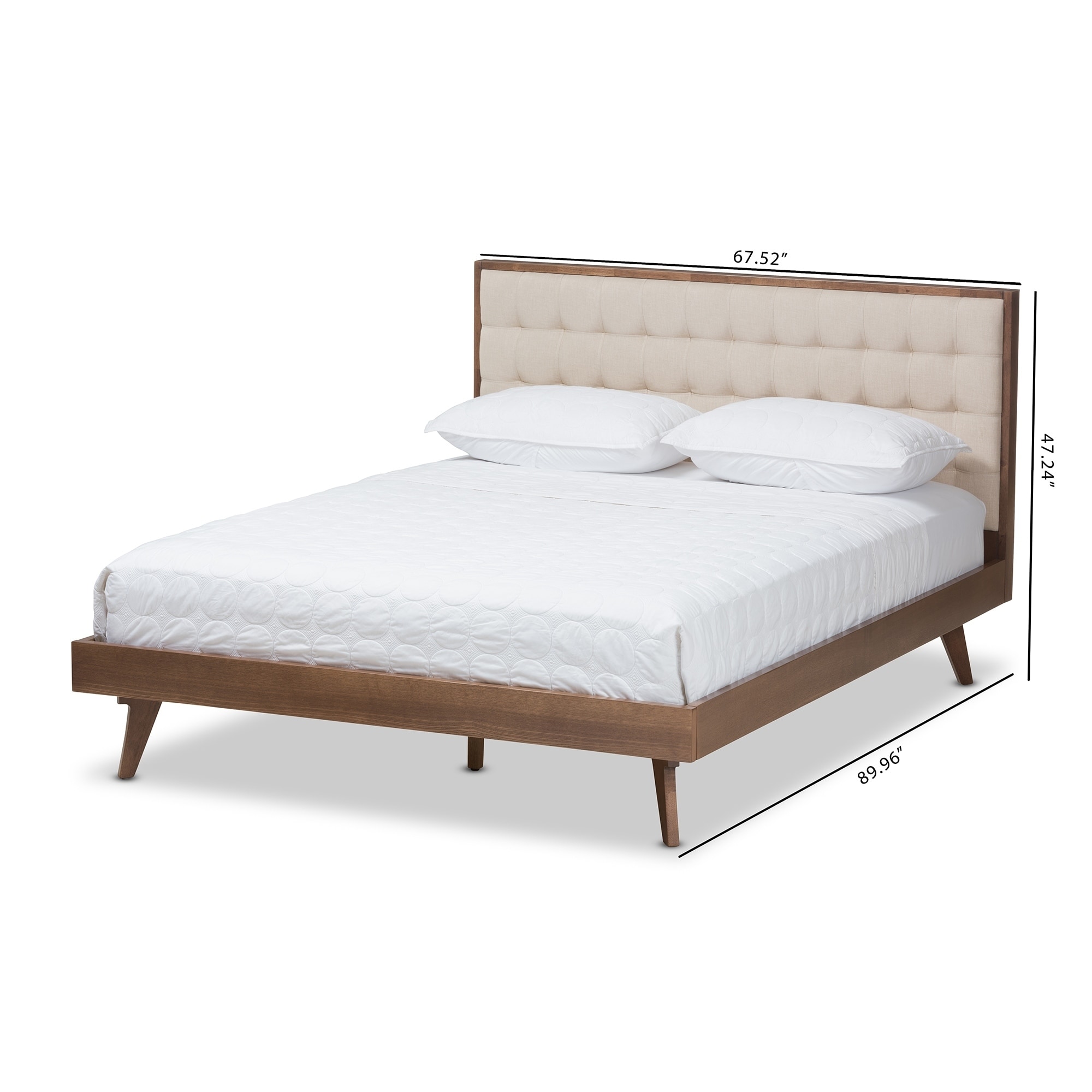 Mid Century Beige Fabric Platform Bed by Baxton Studio On Sale