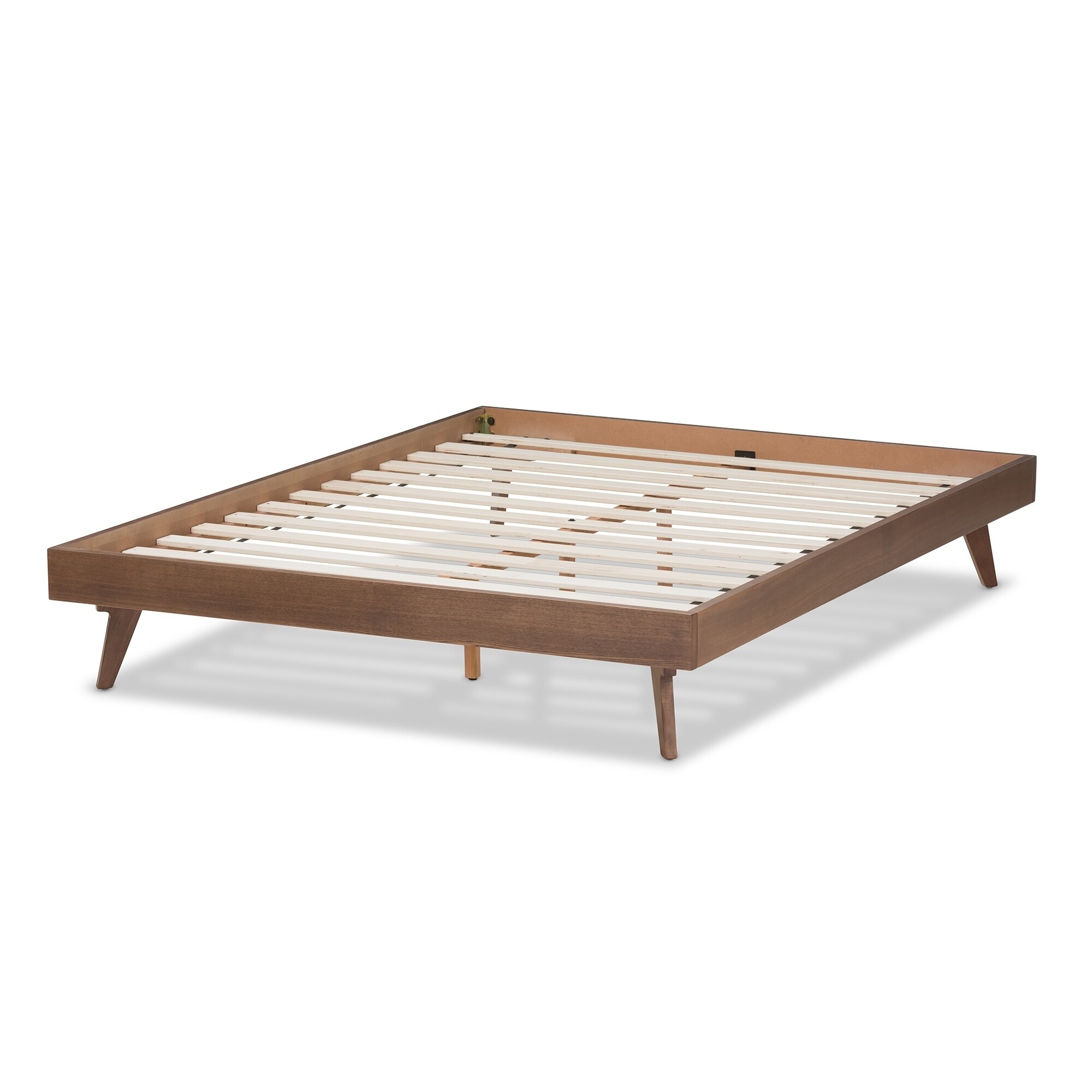 Mid Century Walnut Brown Wood Bed Frame by Baxton Studio On