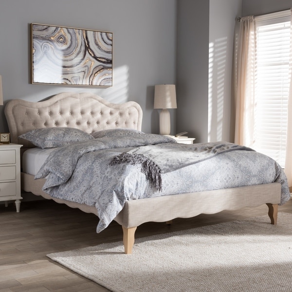 French Province Style Fabric Platform Bed by Baxton Studio