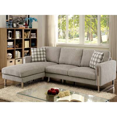 Furniture of America Kese Contemporary Grey Fabric Sectional Sofa