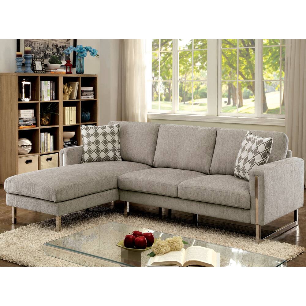 Furniture of America Kese Contemporary Grey Fabric Sectional Sofa