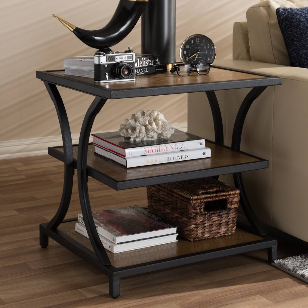 Rustic Brown and Black End Table by Baxton Studio - Overstock - 18228037