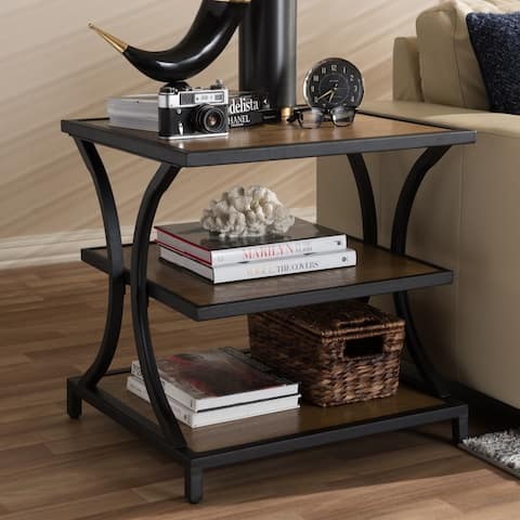 Rustic Brown and Black End Table by Baxton Studio