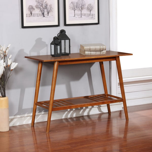 Linon Meade Brown-wood-finished Wood, Veneer, and Metal Console Table. Opens flyout.
