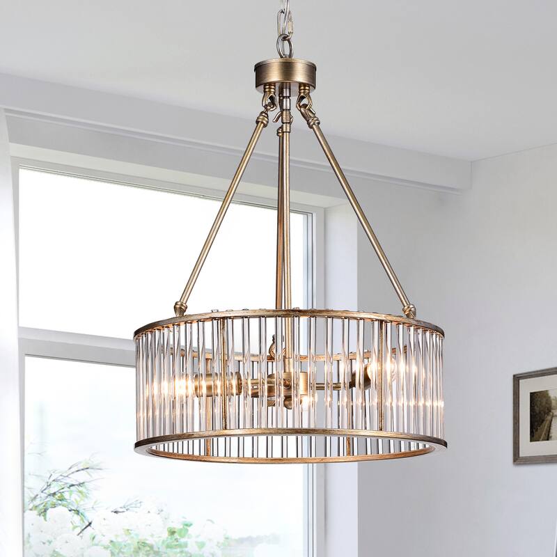 Tripsin 3-Light Glass Grated Gold Pendant