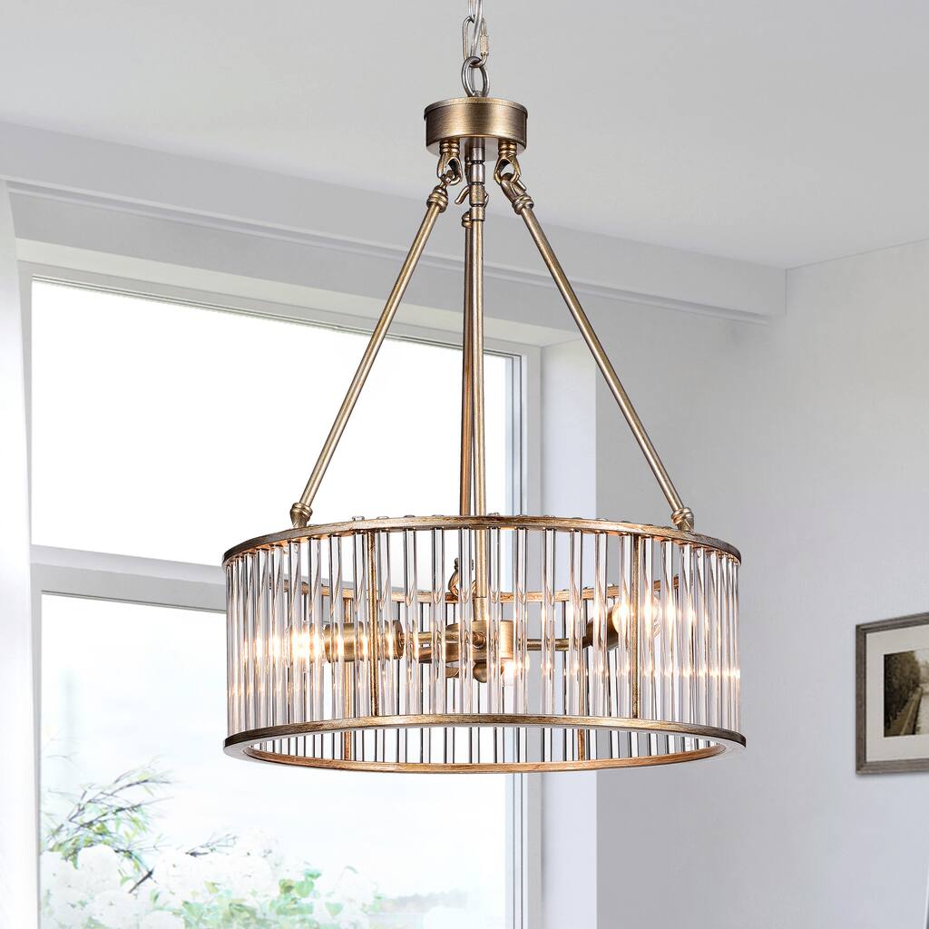 Tripsin 3-Light Glass Grated Gold Pendant