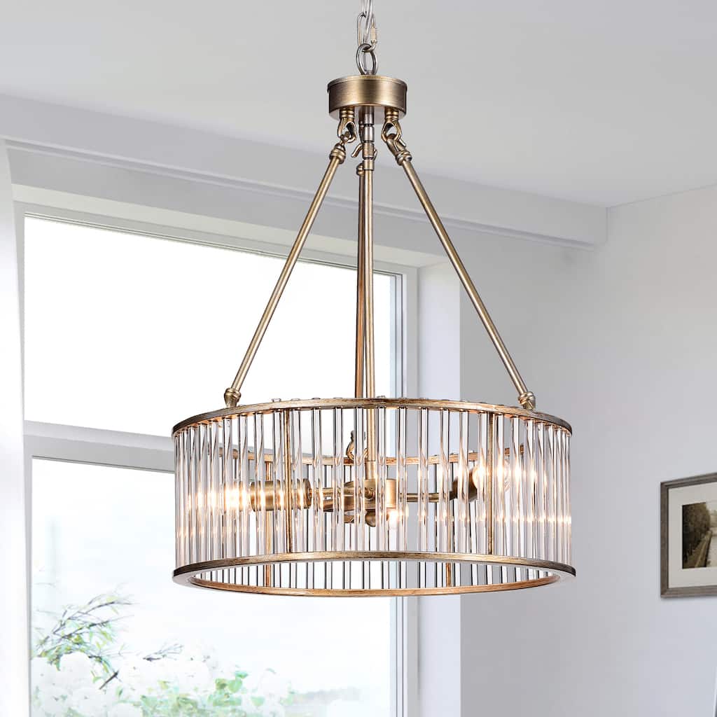 Tripsin 3-Light Glass Grated Gold Pendant