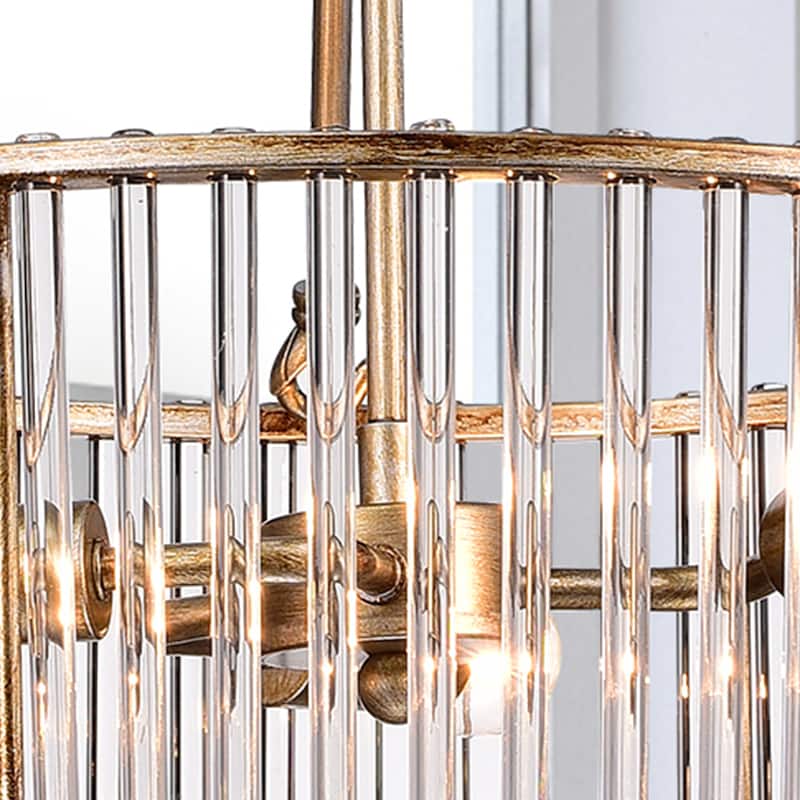 Tripsin 3-Light Glass Grated Gold Pendant