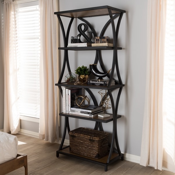 Rustic Brown and Black Bookshelf