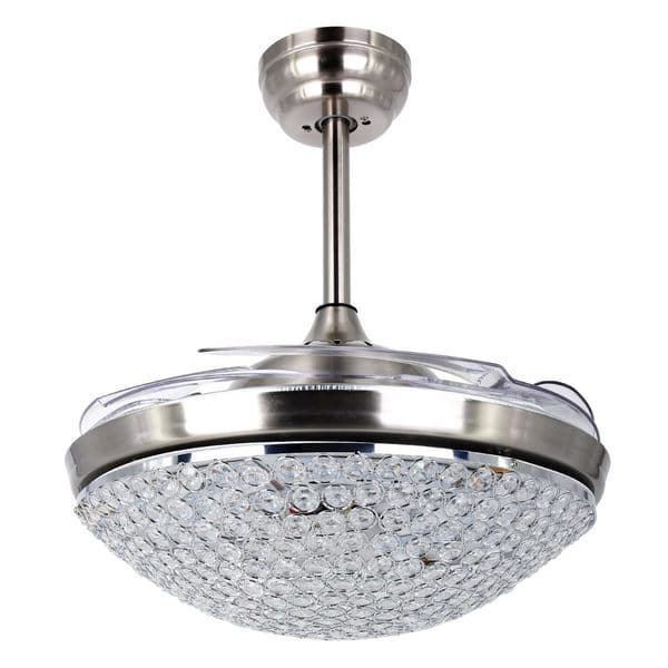 Shop Crystal Led Ceiling Fan With Acrylic Blades Chrome Free