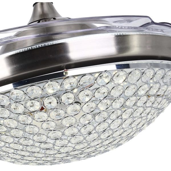 Shop Crystal Led Ceiling Fan With Acrylic Blades Chrome Free