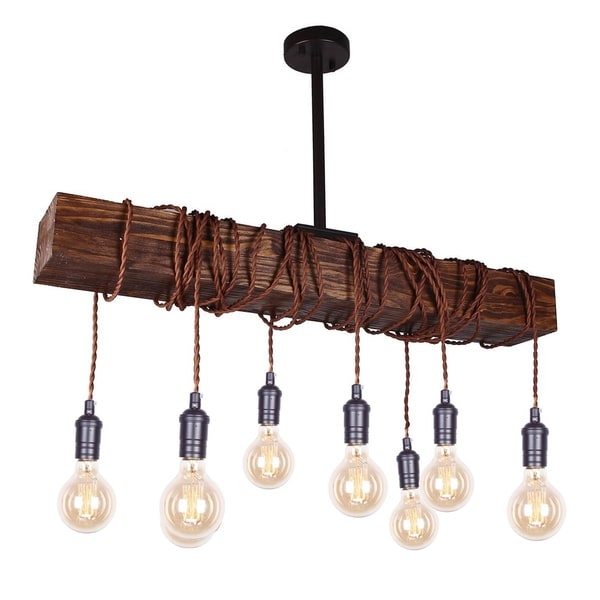8-light Wood Beam Chandelier