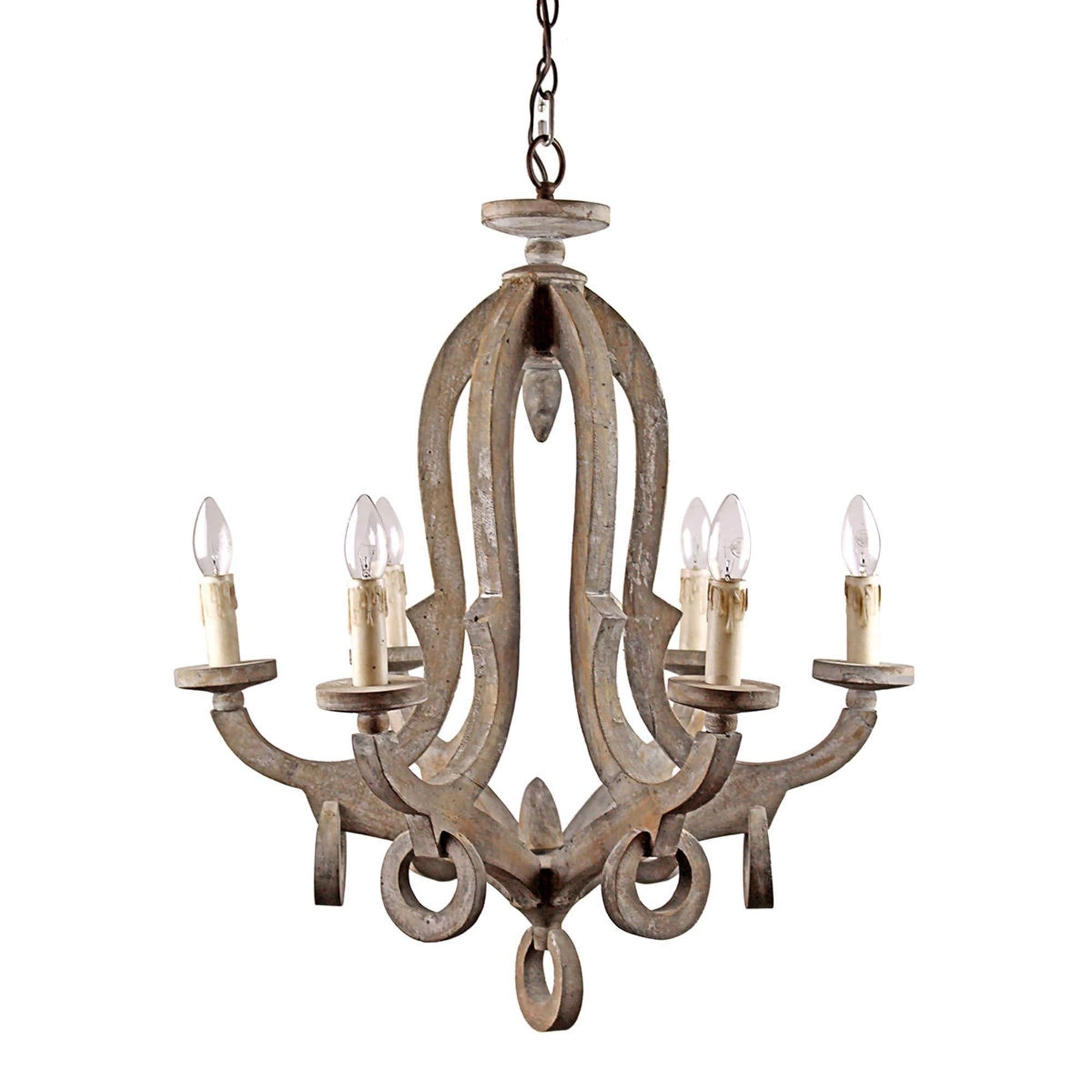 Brown 6-light Candelabra Wood Chandelier (Wood) - Chandeliers For Bedrooms by Overstock.com