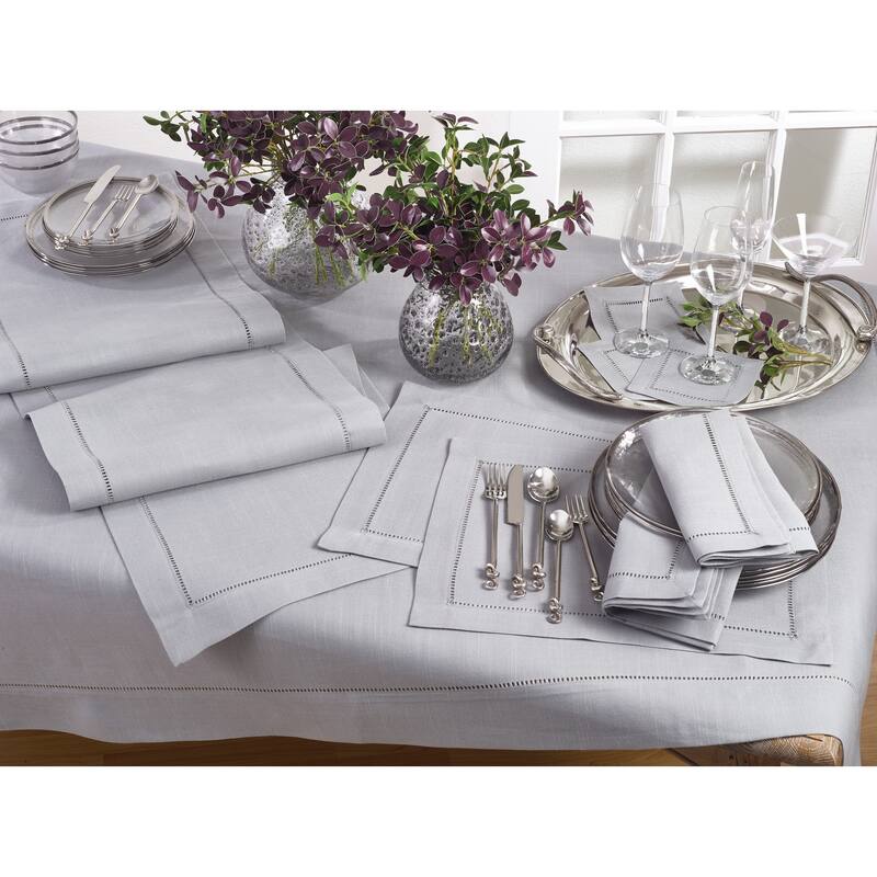 Rochester Grey Hemstitched Tablecloth