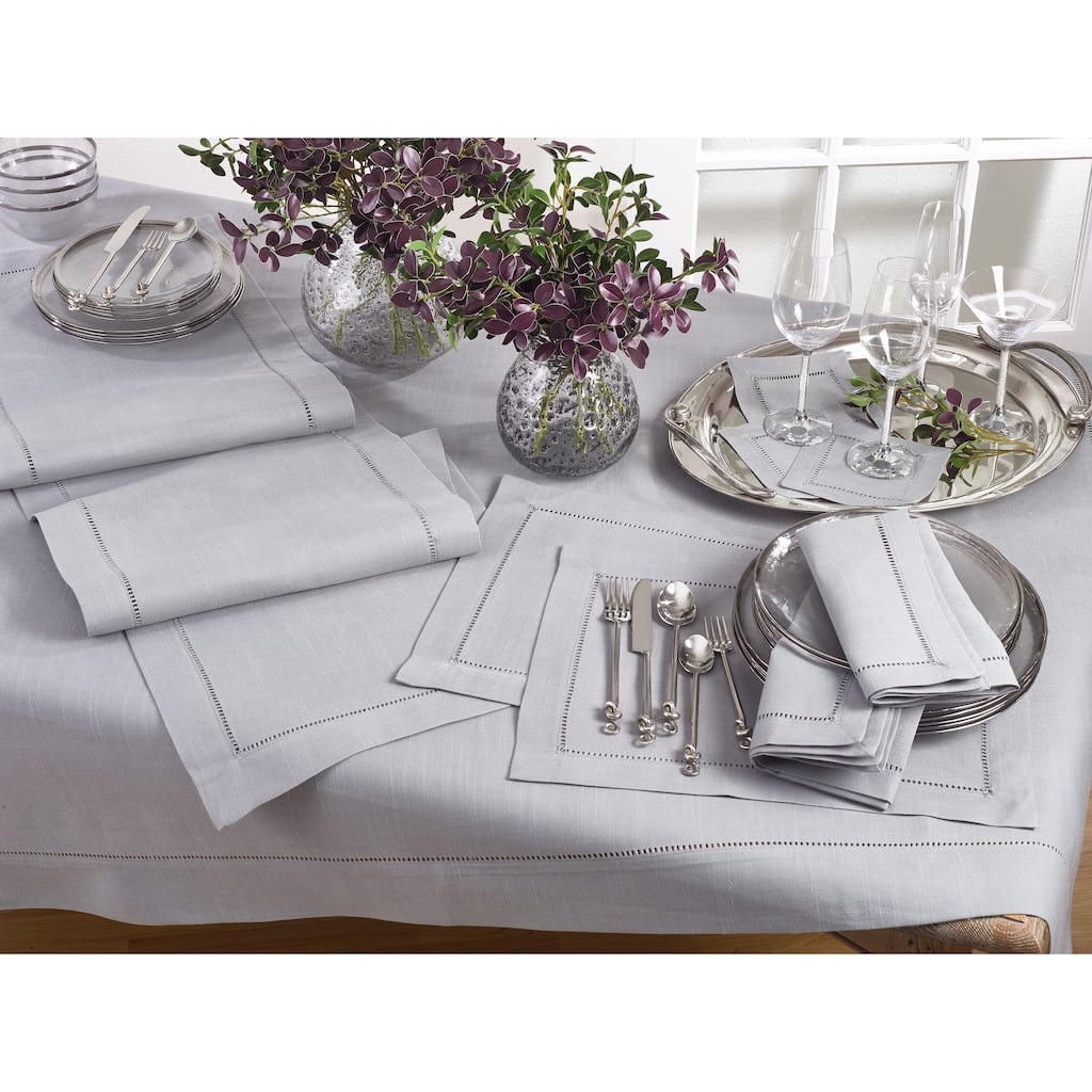 Rochester Grey Hemstitched Tablecloth