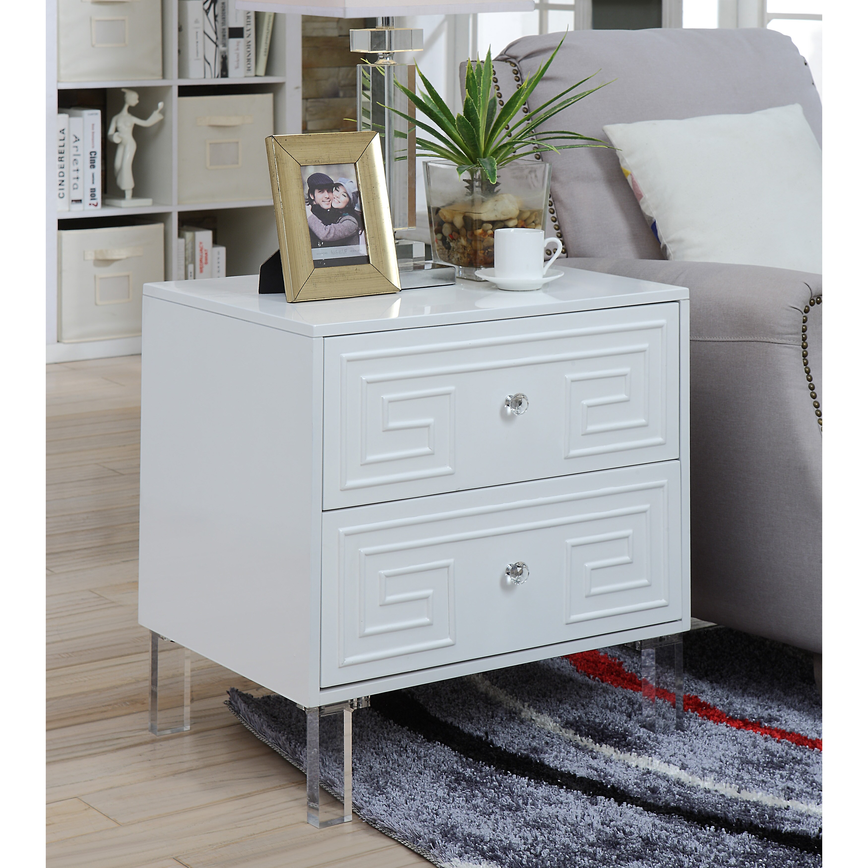 Details about   Furniture of America Zala Contemporary 24-inch 2-drawer Side 