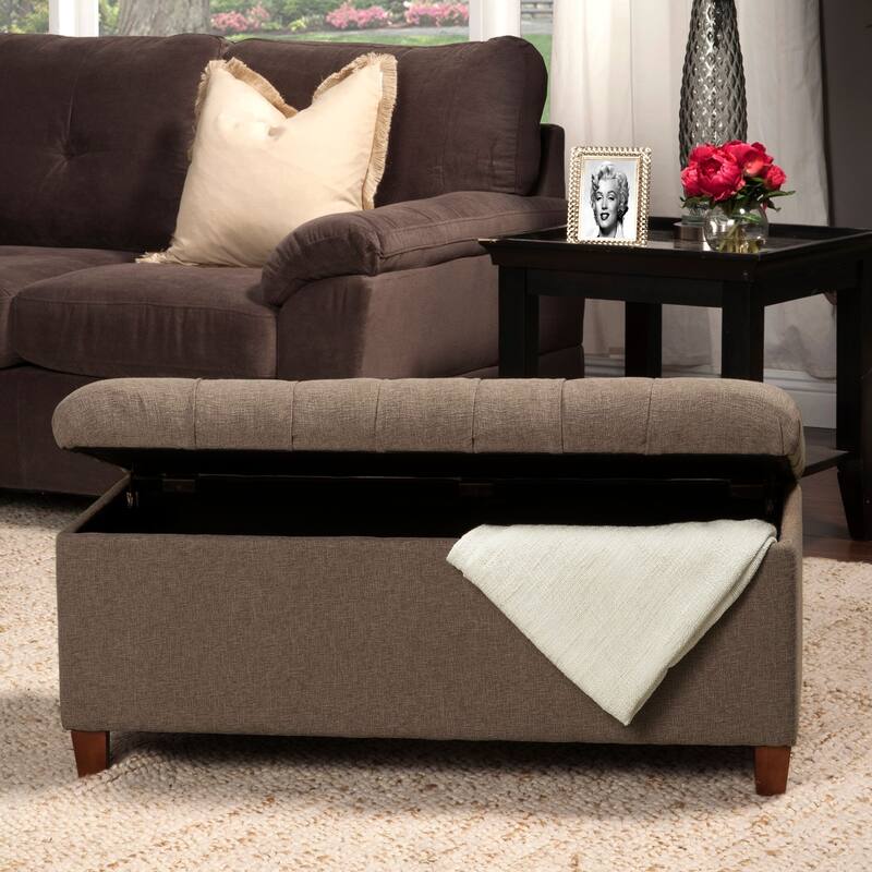 Porch & Den Charenton Brown Tufted Storage Bench