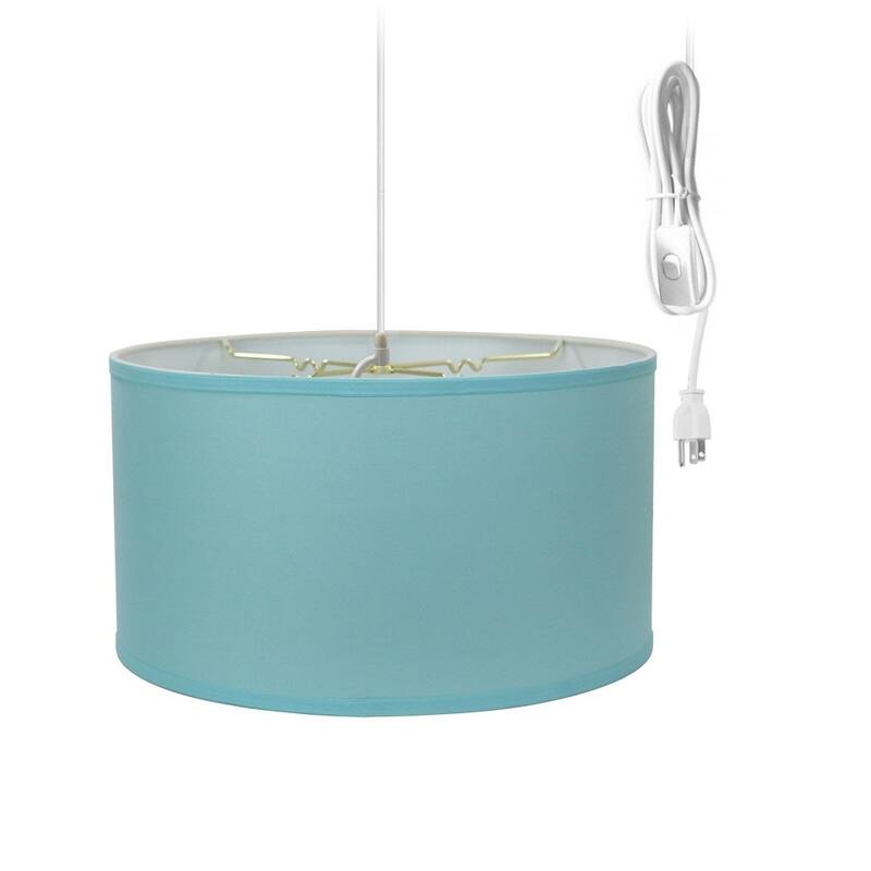 2 Light Swag Plug-In Pendant 14"w Island Paridise Blue with Diffuser, White Cord