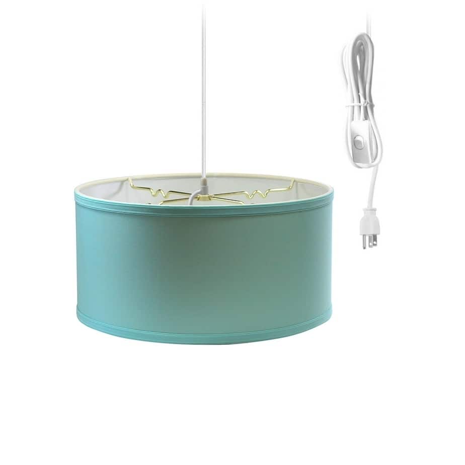 2 Light Swag Plug-In Pendant 14"w Island Paridise Blue with Diffuser, White Cord