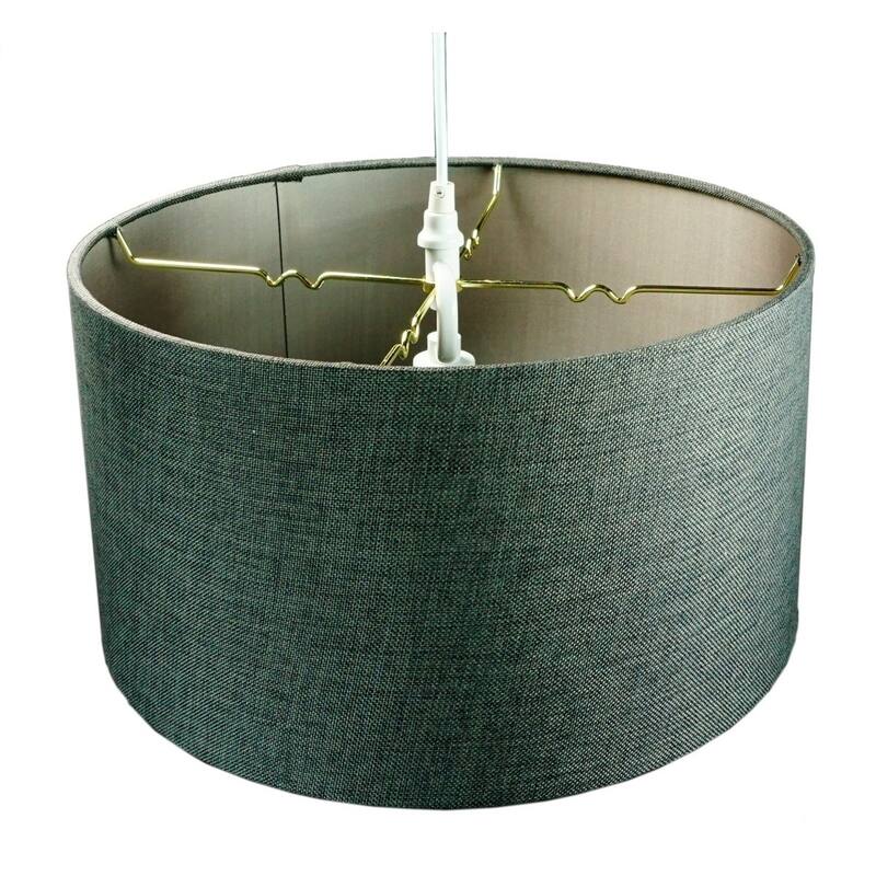 2 Light Swag Plug-In Pendant 18"w Granite Gray with Diffuser, White Cord