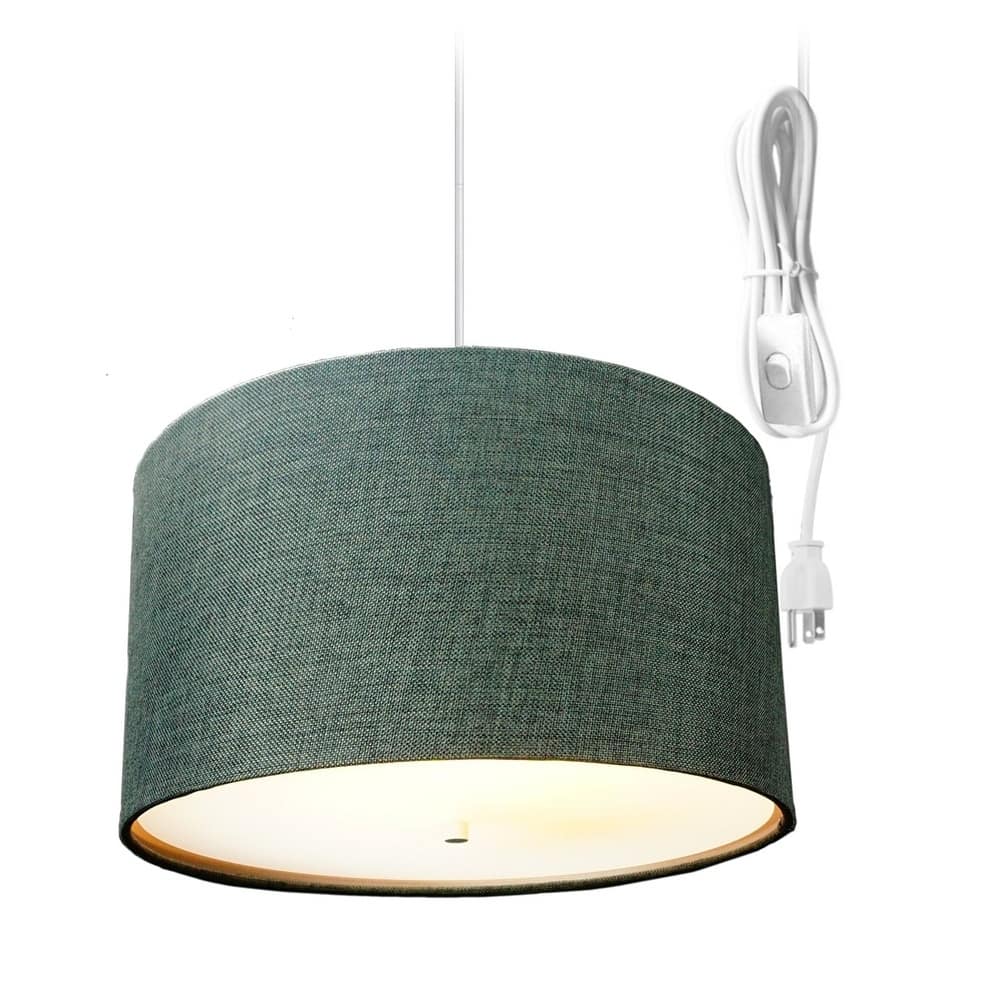 2 Light Swag Plug-In Pendant 18"w Granite Gray with Diffuser, White Cord