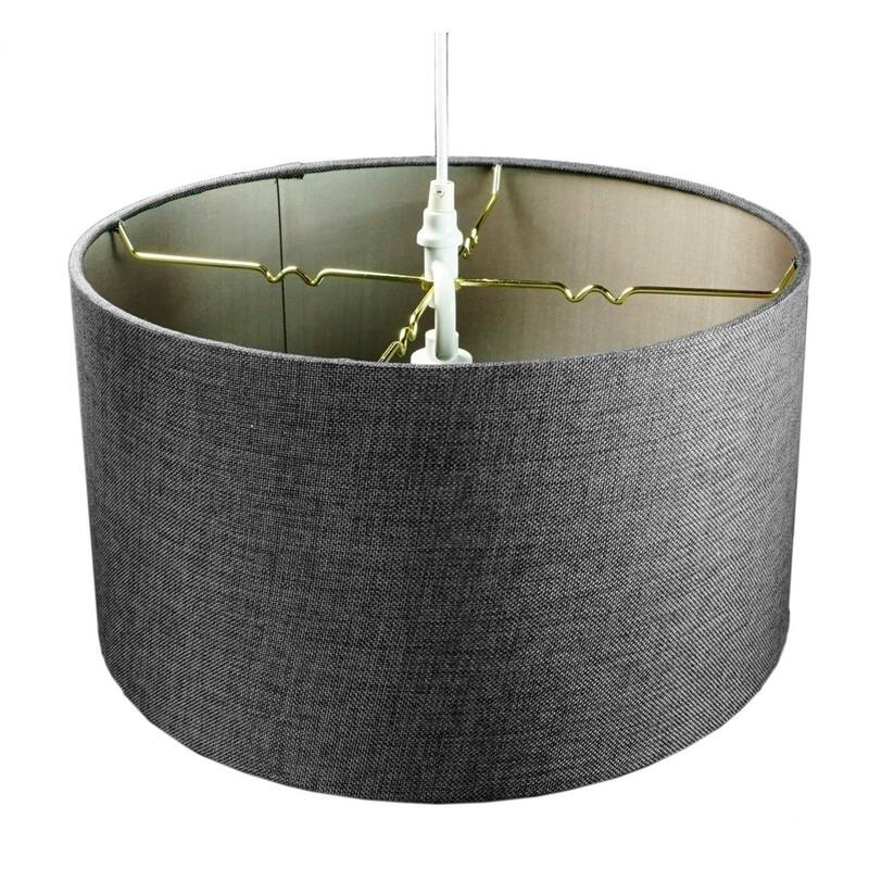 2 Light Swag Plug-In Pendant 14"w Granite Gray with Diffuser, White Cord