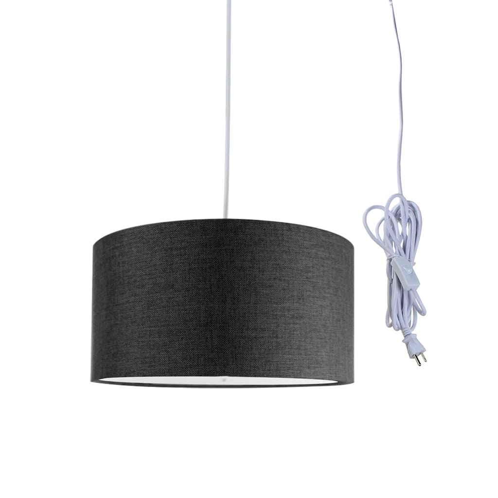 2 Light Swag Plug-In Pendant 14"w Granite Gray with Diffuser, White Cord