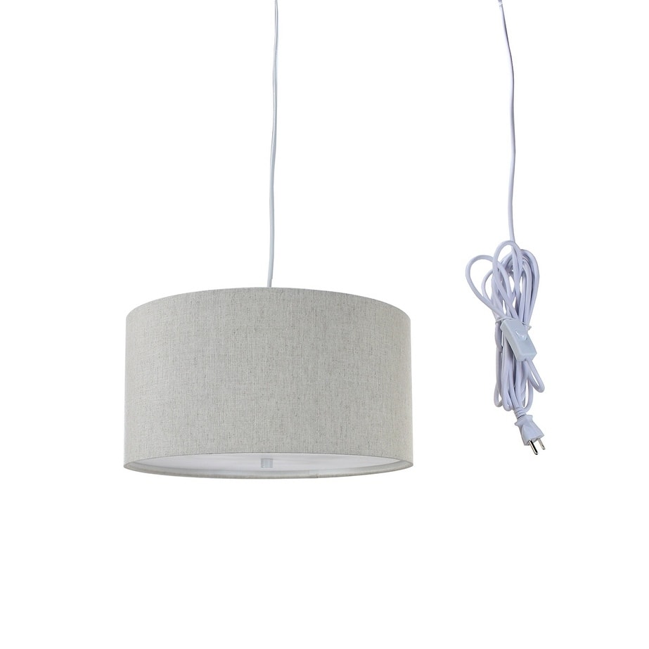 2 Light Swag Plug-In Pendant 14"w Textured Oatmeal with Diffuser, White Cord