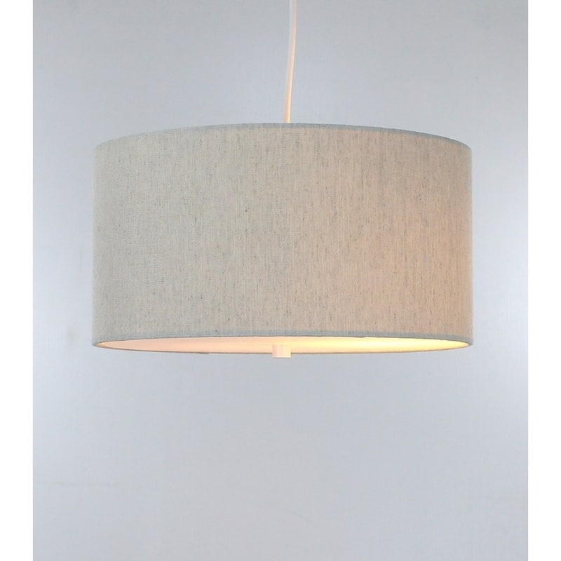 2 Light Swag Plug-In Pendant 14"w Textured Oatmeal with Diffuser, White Cord