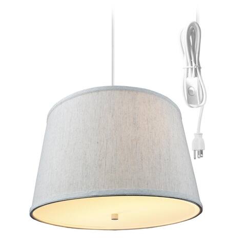 2 Light Swag Plug-In Pendant 16"w Textured Oatmeal with Diffuser, White Cord
