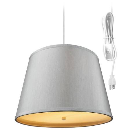2 Light Swag Plug-In Pendant 16"w 16"w Bavarian Gray with Diffuser, White Cord