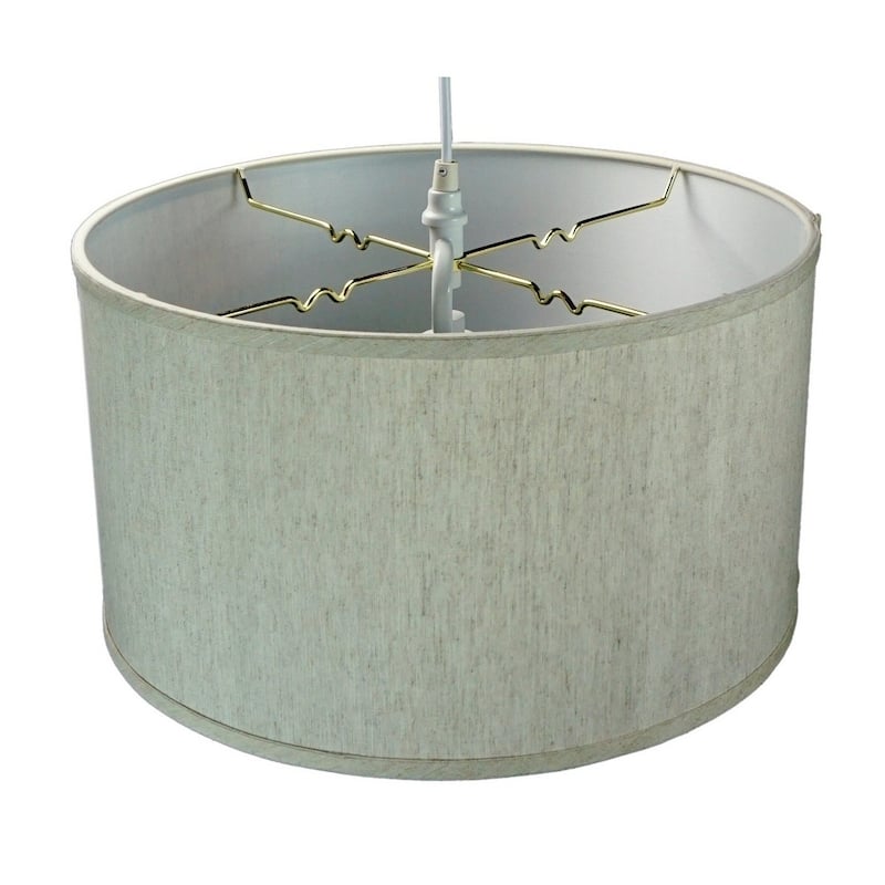 2 Light Swag Plug-In Pendant 16"w Textured Oatmeal with Diffuser, White Cord